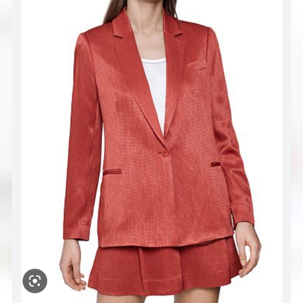 REISS Ayla Textured Blazer Red Sz 2